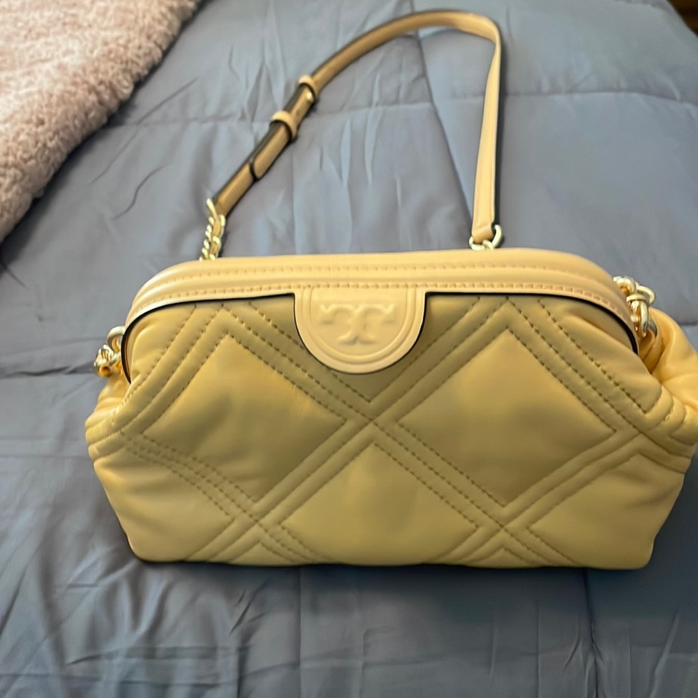 Tory Burch yellow leather cross body bag